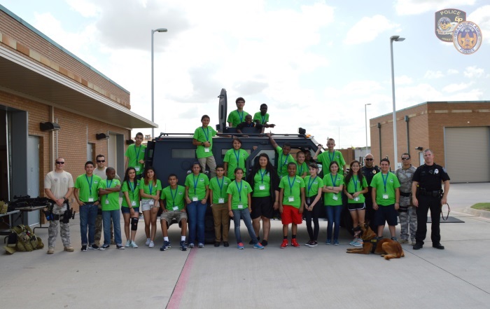 Teen Academy group with several police officers