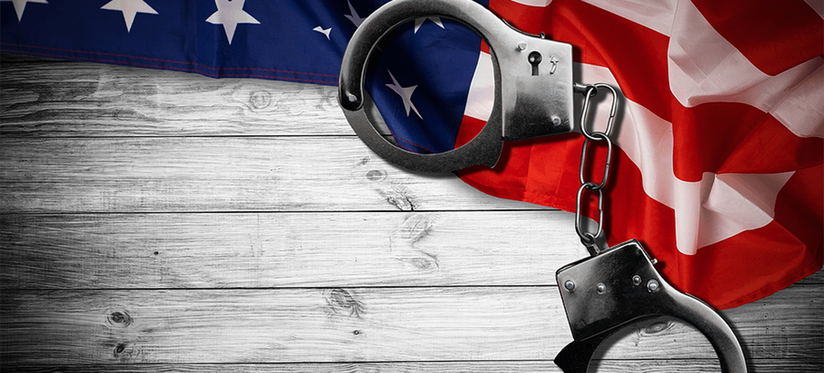 handcuffs and American flag